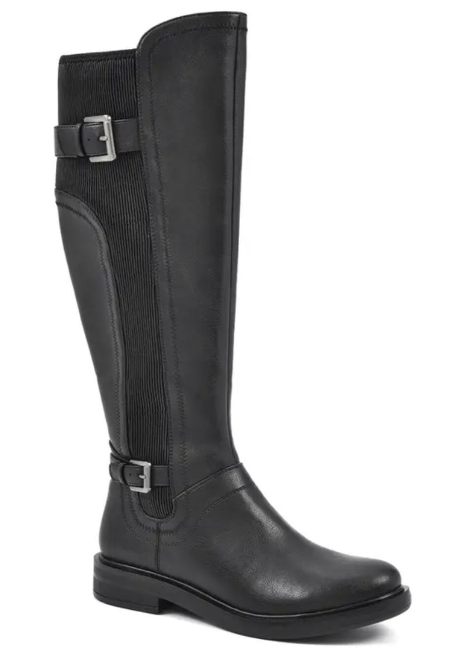 White Mountain Black Meditate Tall Riding Boot Women's Size 6M Stretch Panel NWB